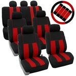 Red Black 3ROW Suv Split Bench Car Seat Covers Steering Wheel And Belt Pads. Fixed Price $62.99.