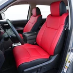 Kustom Seat Covers Black W/ All Red Front Face Leather For Toyota Tundra 14-2021. Fixed Price $469.99.