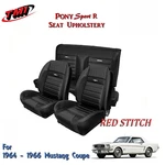 1964 - 66 Mustang Coupe Front/rear Seat Pony "sport R" Upholstery W/ Red Stitch. Fixed Price $1041.10.