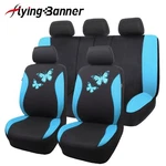 Flying Banner Universal Car Seat Covers Set Black Mint Blue Butterfly Rear Split. Fixed Price $39.99.