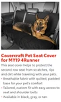 2010-2024 Toyota 4RUNNER Oem Custom Fit Covercraft 2ND Row Pet Seat Cover, Black. Fixed Price $269.99.