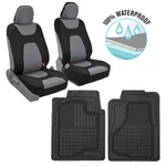 Black/gray Waterproof Car Seat Covers & Flextough Rubber Floor Mats Auto Pack. Fixed Price $45.90.
