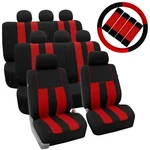 Red 3 Row Suv Split Bench Car Seat Covers With Steering Wheel And Belt Pads. Fixed Price $62.99.