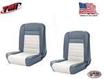 Full Set Deluxe Pony Seat Upholstery Ford Mustang Front/rear - Blue & White. Fixed Price $819.99.