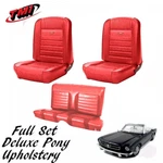 1964-65 Mustang Convertible Front & Rear Deluxe Pony Upholstery, Red. Fixed Price $819.71.